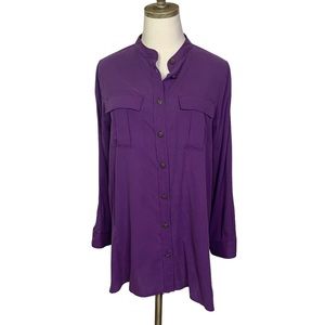 Soft Surroundings Purple Button Down Shirt PM 3601